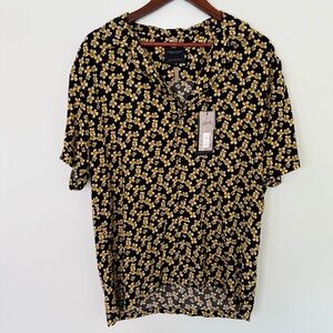 NWT Denim & Flower Ricky Singh Floral Casual Button Up Top Size XL